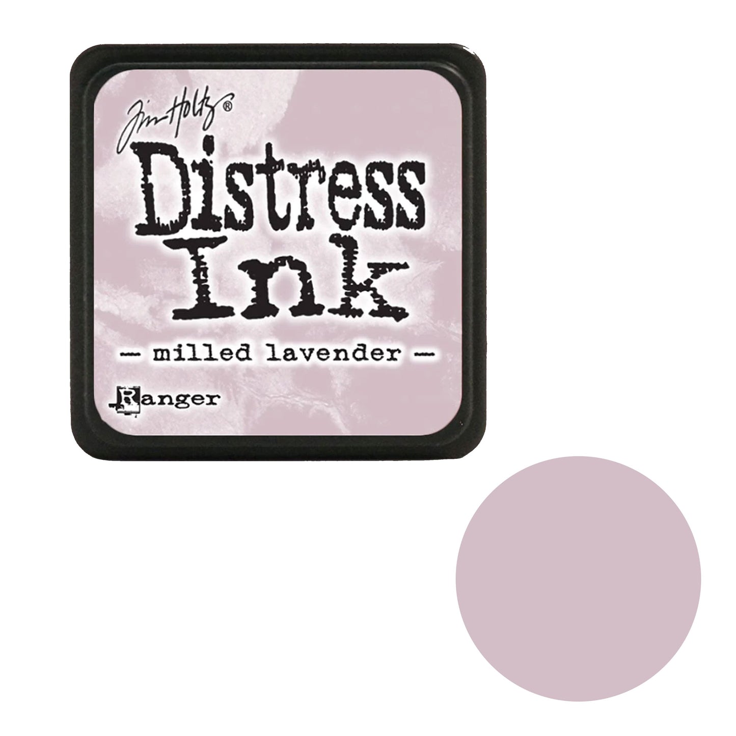 Tim Holtz Distress Ink pad for milled lavender on a white background