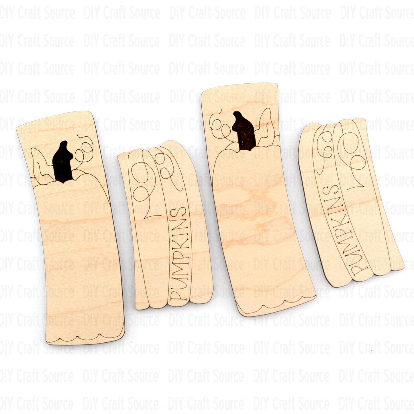 Set of wooden pumpkin hair clip laser blanks for diy projects