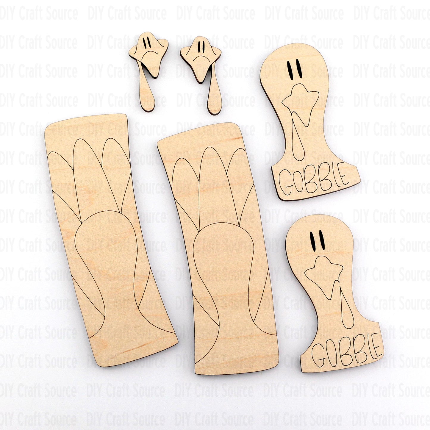 Wooden laser blank hair clip with a turkey design on a white background