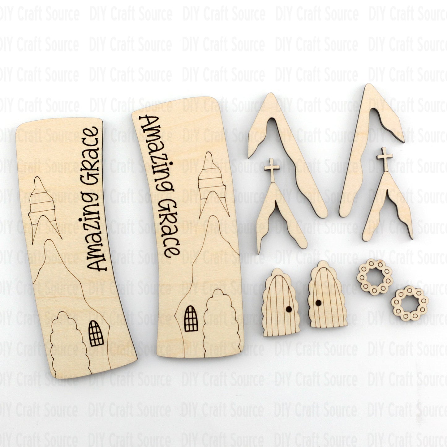 Church Hair Clip, Wood Laser Blank Pieces, Unfinished Hair Clip Wood is Ready to Paint, Laser Cut Claw Clip Wood for DIY Crafters