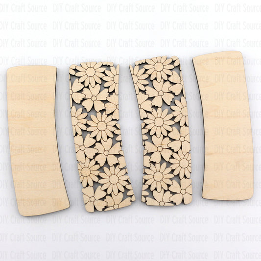 Floral Wood Laser Blank Hair Clip Pieces, Unfinished Flowers Hair Clip Wood is Ready to Paint, Laser Cut Claw Clip Wood for the DIY Crafter