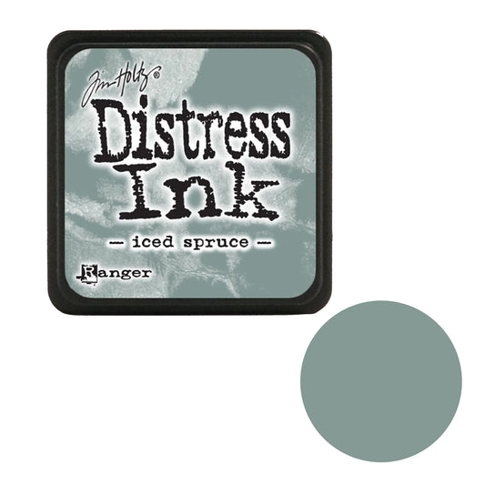 Distress Ink pad by Tim Holtz with 'iced spruce' color swatch on a white background