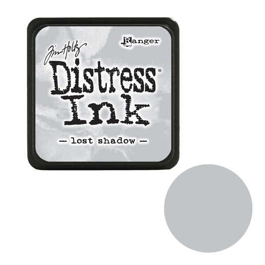 Tim Holtz Distress Ink pad by Ranger with 'lost shadow' color swatch on a white background