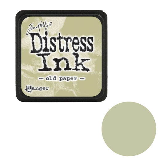 Tim Holtz Distress Ink pad by Ranger with 'old paper' color swatch on a white background