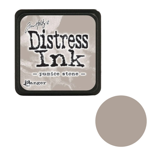 Tim Holtz Distress Ink pad by Ranger with 'Pumice Stone' color swatch on a white background