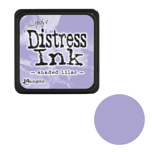 Distress Ink pad by Tim Holtz with 'Shaded Lilac' color swatch on a white background
