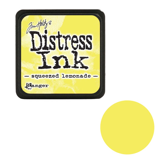 Tim Holtz Distress Ink pad for 'squeezed lemonade' with a yellow color swatch on a white background