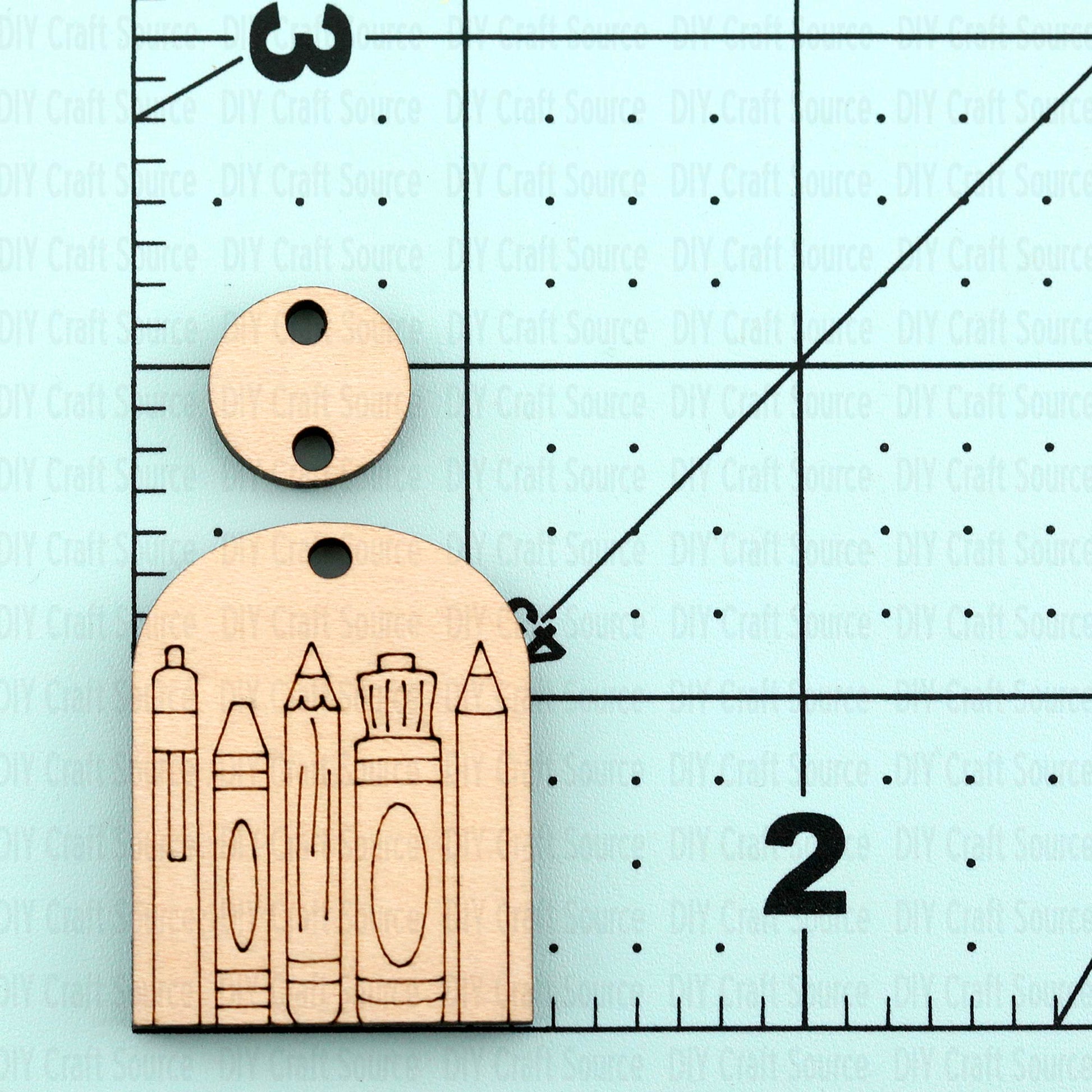 Wooden earring blanks with pencil design for teacher
