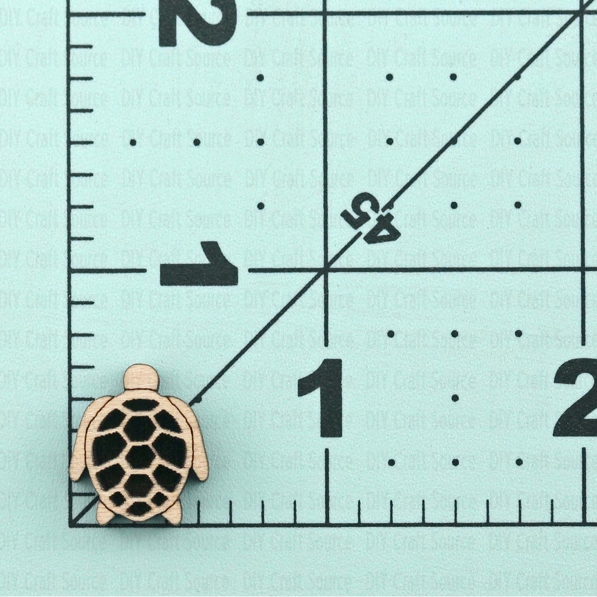 wooden sea turtle stud earrings that are ready to paint