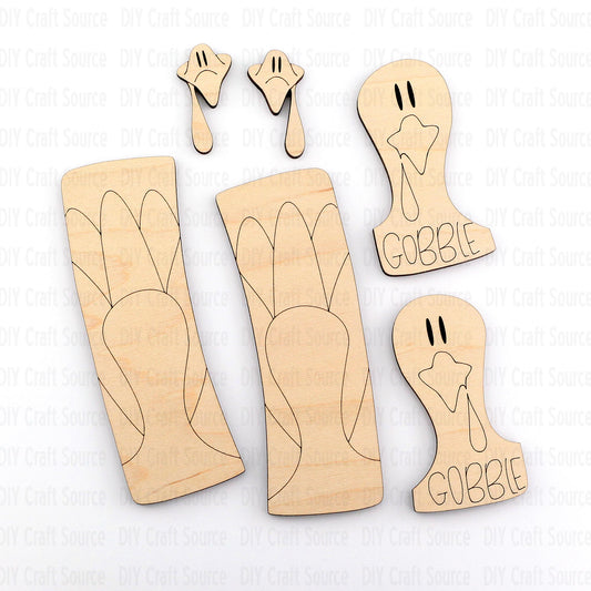 Wooden laser blank hair clip with a turkey design on a white background