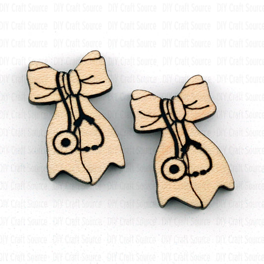 Wooden bow-shaped nurse earrings ready to paint