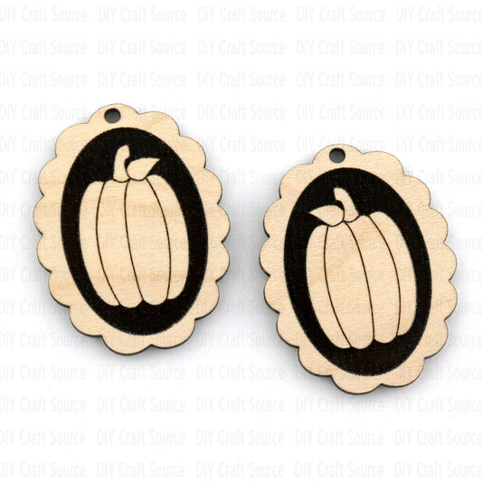 Wooden laser blank earrings with pumpkin design
